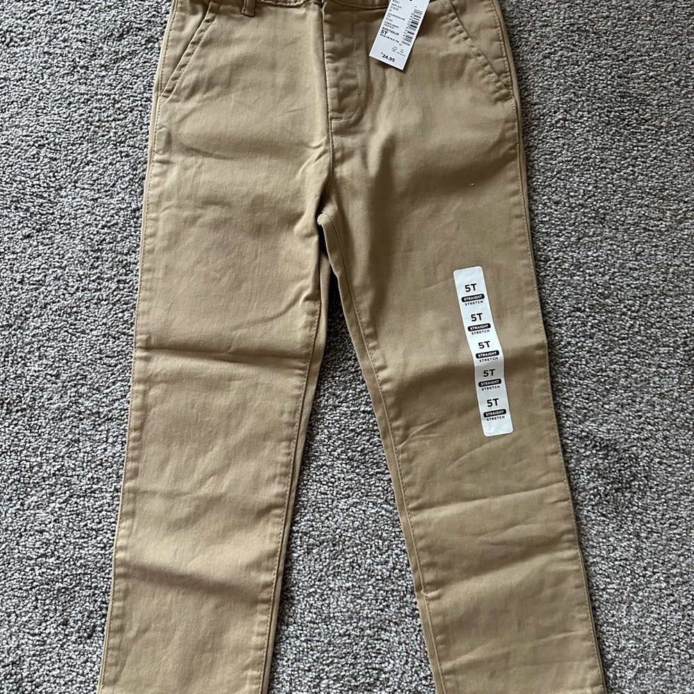 Boys Tan Straight-Leg Pants